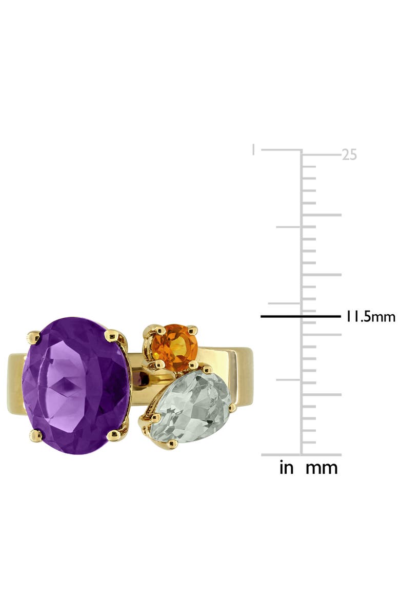 Julianna B. Gemstone 3-Stone Open Ring Yellow Plated Silver, Alternate, color, Amethyst