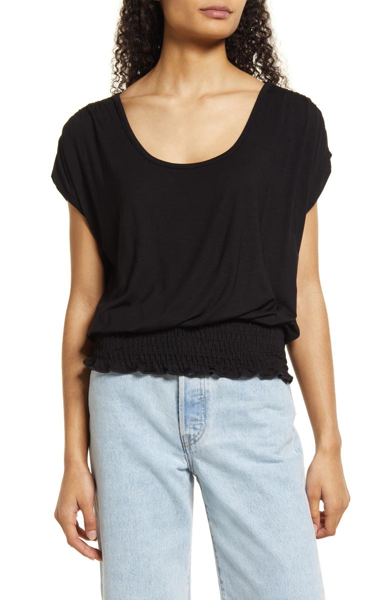 Loveappella Smocked Waist Top, Main, color,