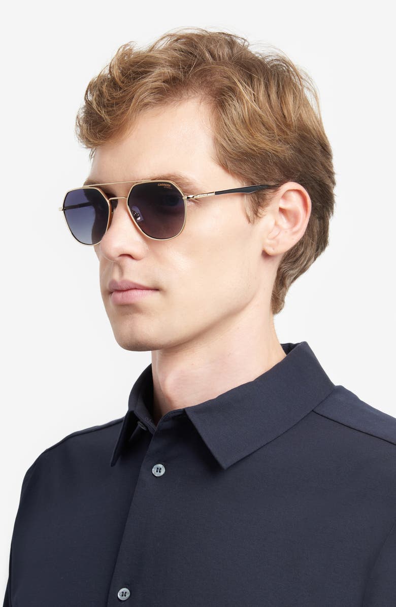 Carrera Eyewear 53mm Gradient Aviator Sunglasses, Alternate, color, Gold Striped Black