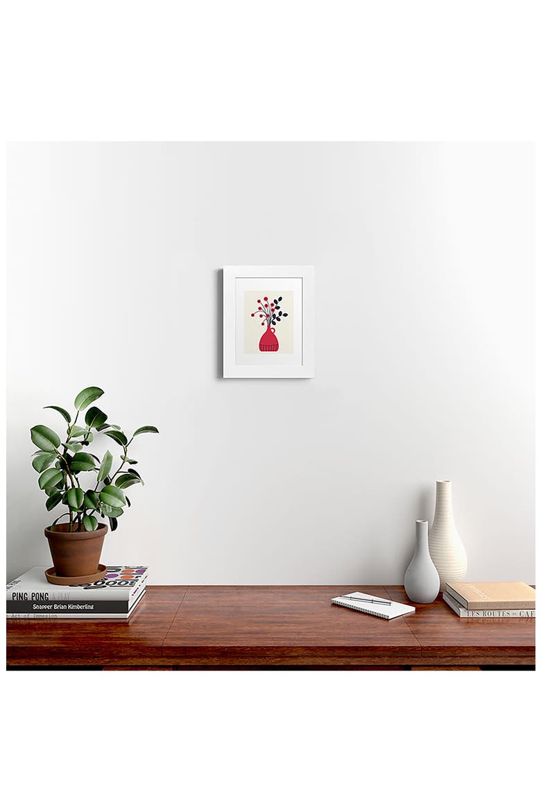 Red Vase Framed Wall Art, Alternate, color, WHITE FRAME 11X14