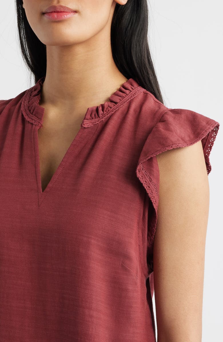 Wit & Wisdom Flutter Sleeve Top, Alternate, color, Apple Butter