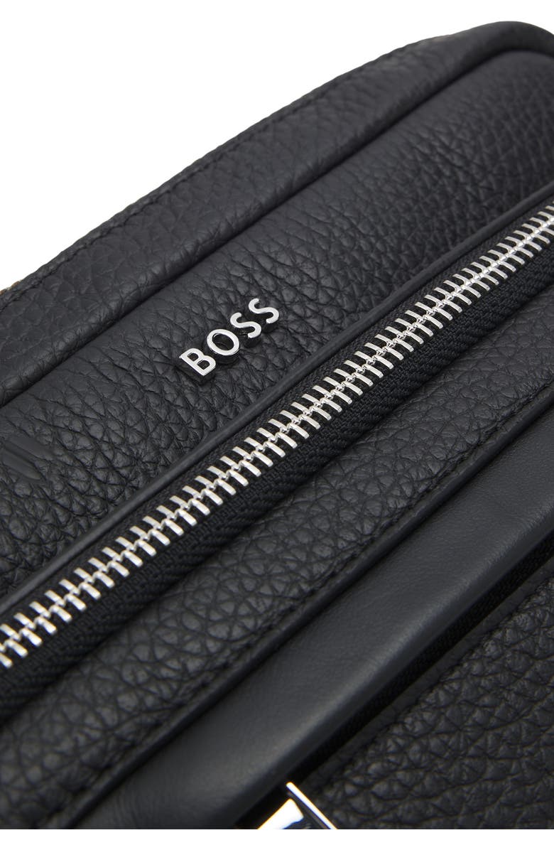 HUGO Small New Crosstown Leather North/South Messenger Bag, Alternate, color, Black