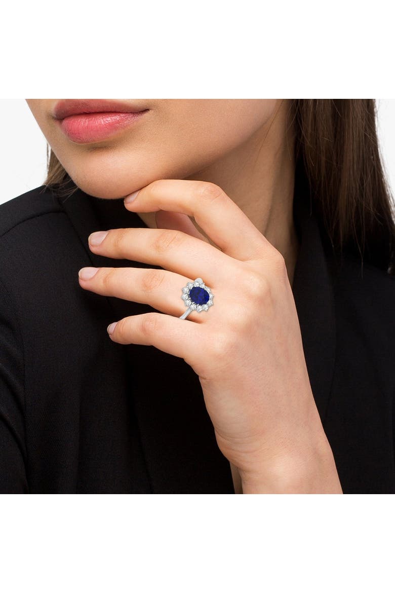 Oval Lab Blue Sapphire & Diamond Accented Ring 14k, Alternate, color, 3.60ct/White Gold
