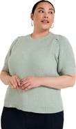 June + Vie Puff-Sleeve Knit Sweater