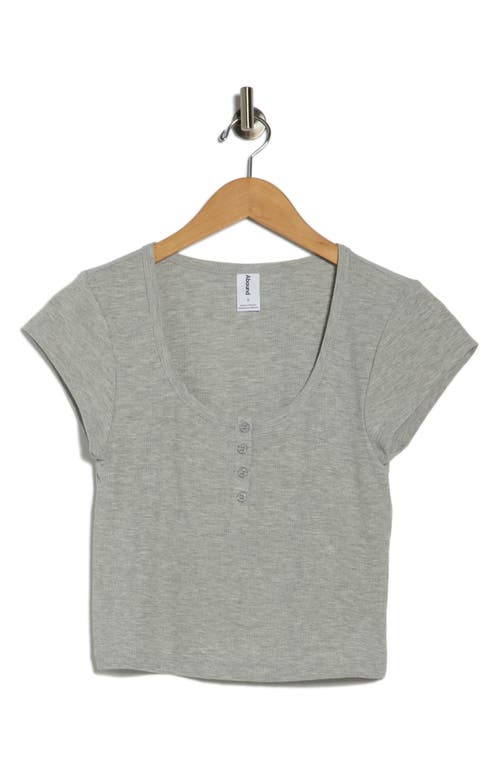 Abound Cap Sleeve Crop Organic Cotton & Cashmere Henley In Gray
