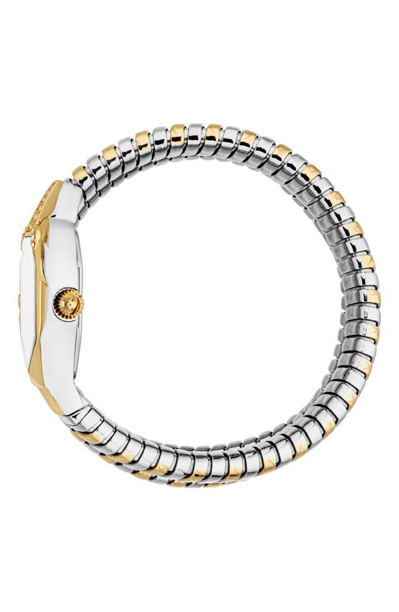 Just Cavalli Snake Wraparound Bracelet Watch, 22mm x 34.5mm, Alternate, color, Two Tone Silver/ Gold