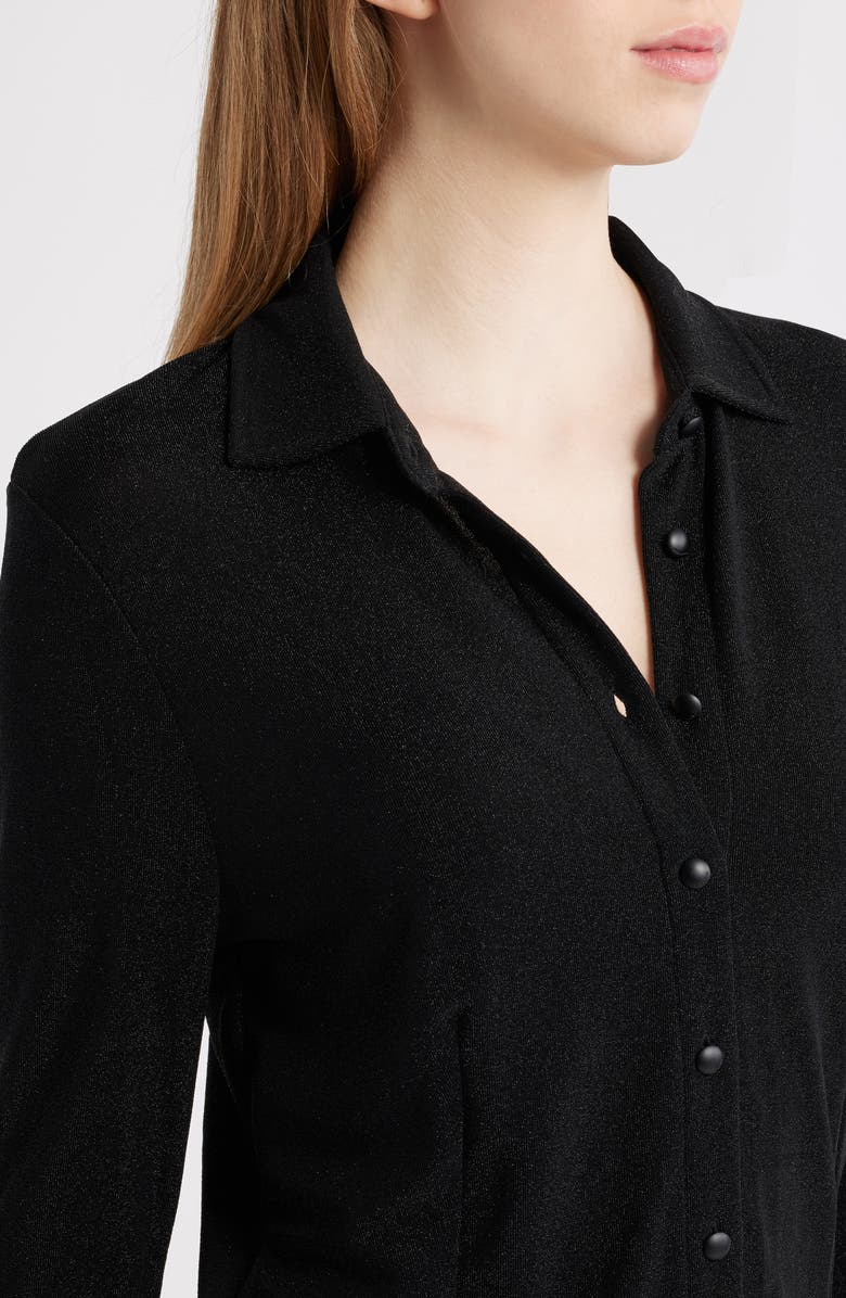 rag & bone Elsa Metallic Button-Up Shirt, Alternate, color, Black