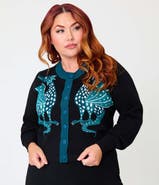 Unique Vintage Plus Size 1950s Cropped Cardigan
