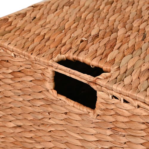 Happimess Brooks Classic Farmhouse Woven Hyacinth Rectangular Storage Baskets With Lids And Handles, In Natural
