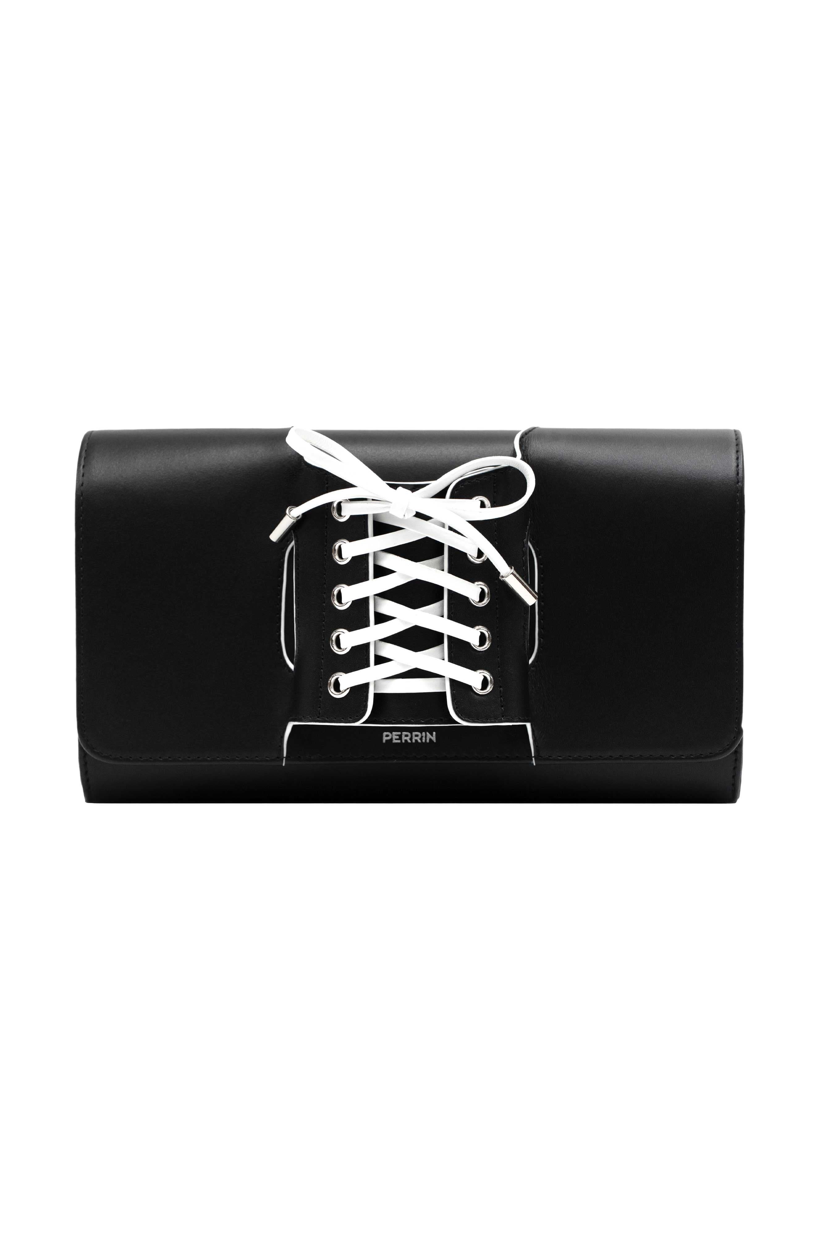 PERRIN PARIS La Corsette Clutch Classic, Main, color, Black / White