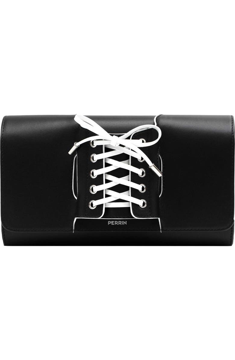 PERRIN PARIS La Corsette Clutch Classic, Main, color, Black / White