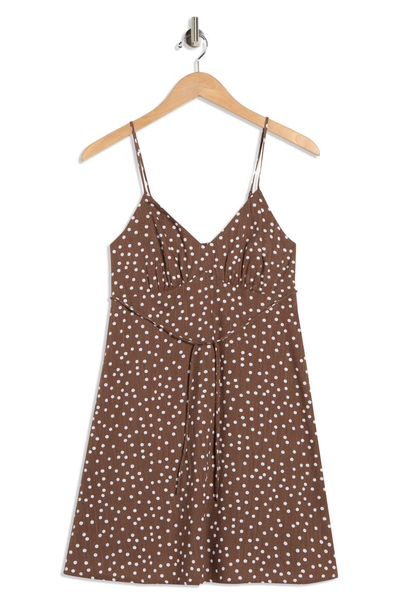 Printed Minidress, Alternate, color, BROWN- WHITE DANCE DOT