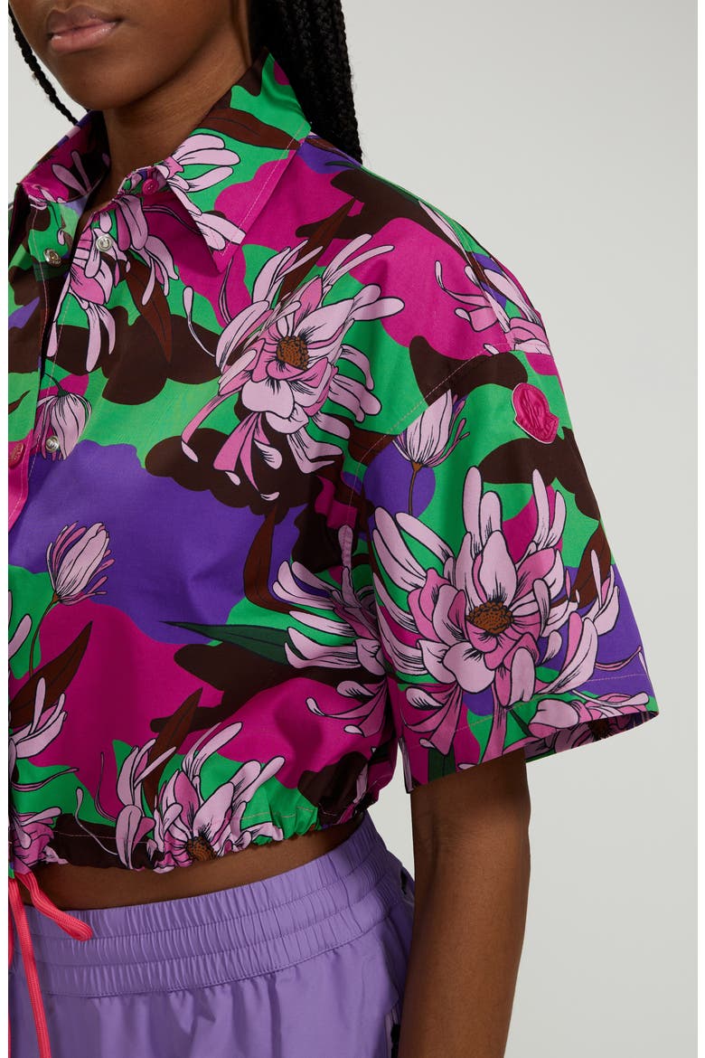 Floral Cotton Poplin Snap-Up Crop Shirt, Alternate, color, PINK FLORAL