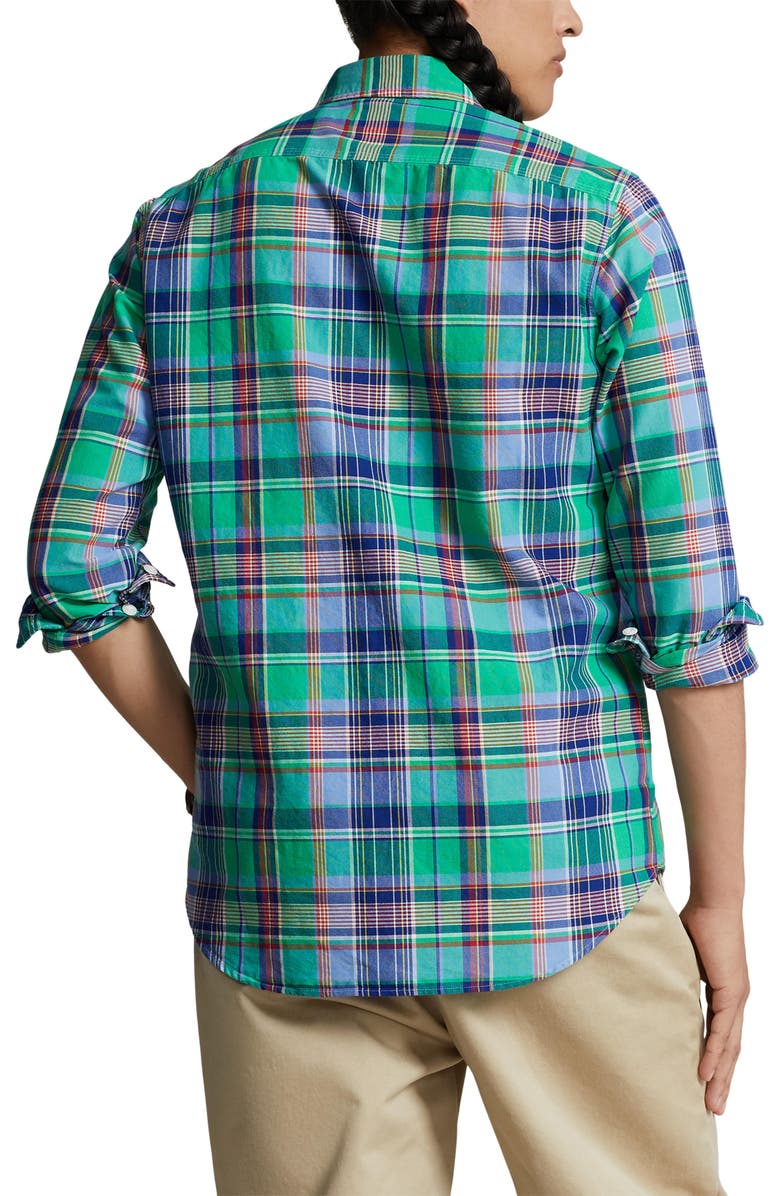 Polo Ralph Lauren Classic Fit Plaid Cotton Oxford Button-Up Shirt Classic Fit Plaid Oxford Workshirt, Alternate, color, 