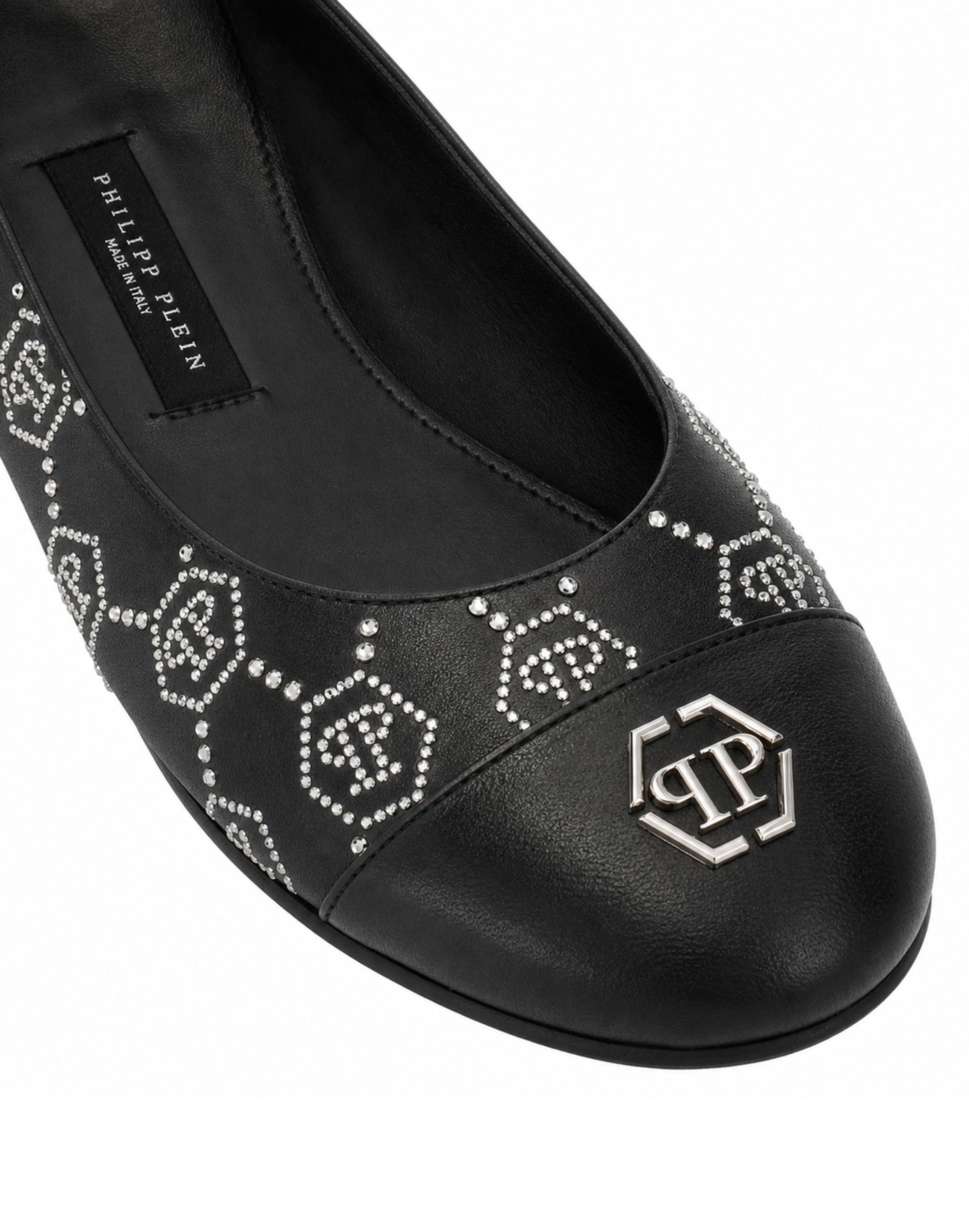 Nappa Leather Ballerina Flats Monogram Strass Women, Alternate, color, black