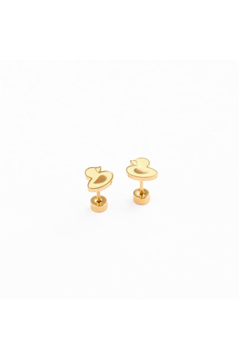 Girls' Ducky Flatback Stud Hypoallergenic Earrings, Main, color, Yellow