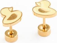 Pip Pop Girls' Ducky Flatback Stud Hypoallergenic Earrings