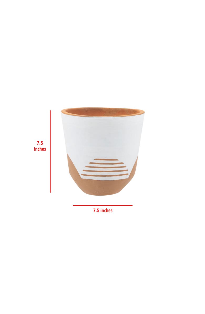Foreside Home and Garden Large Natural Terracotta Painted Planter, Alternate, color, White