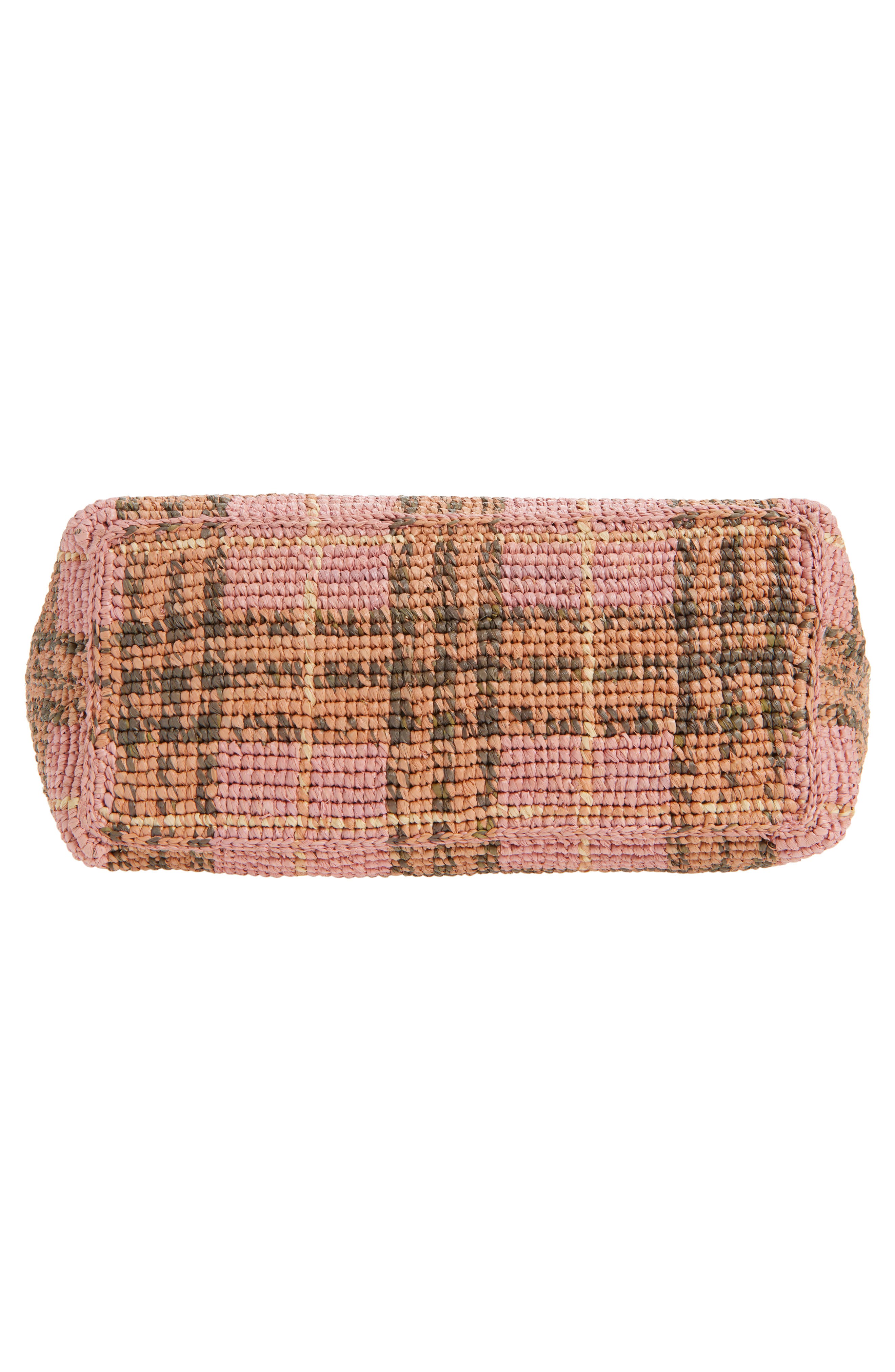 Burberry Small Margate Check Raffia Tote, Alternate, color, Pink Ip Check