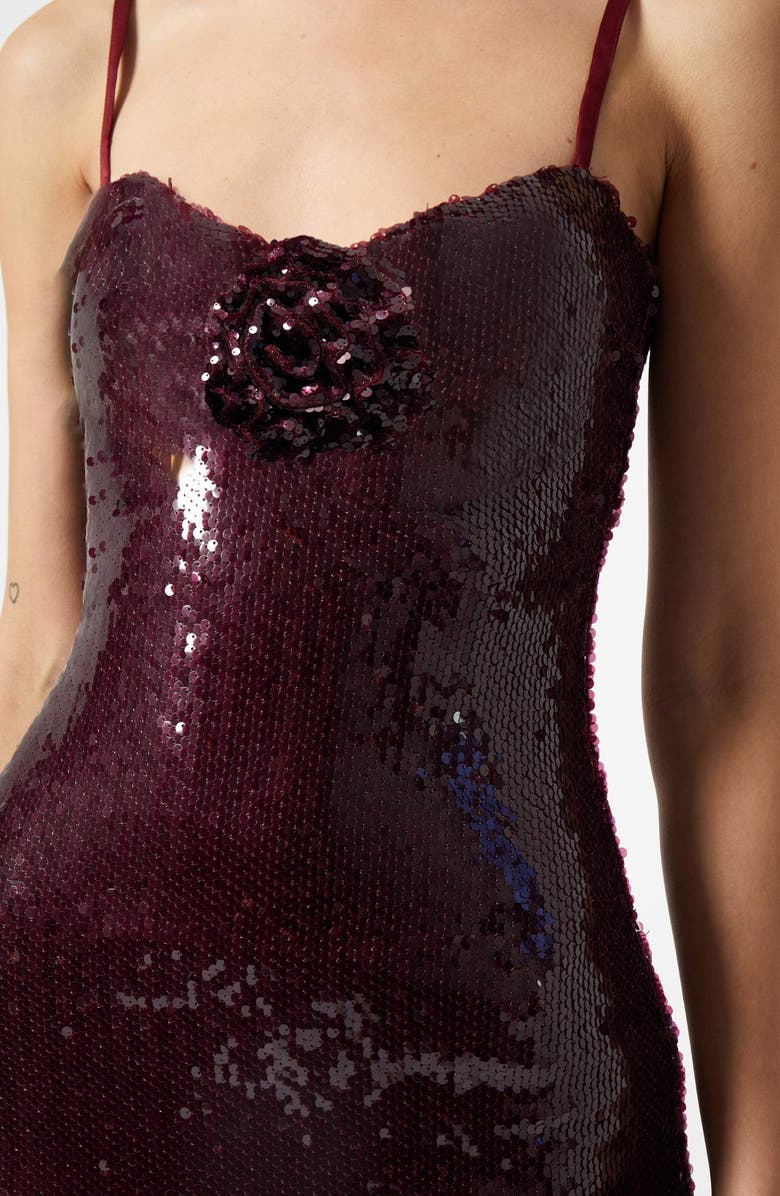 French Connection Beatrice Sequin Cocktail Minidress, Alternate, color, Burgundy Red