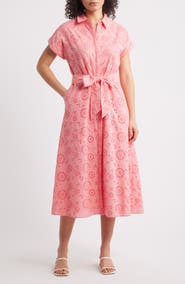 Caslon® Eyelet Embroidery Cotton Shirtdress