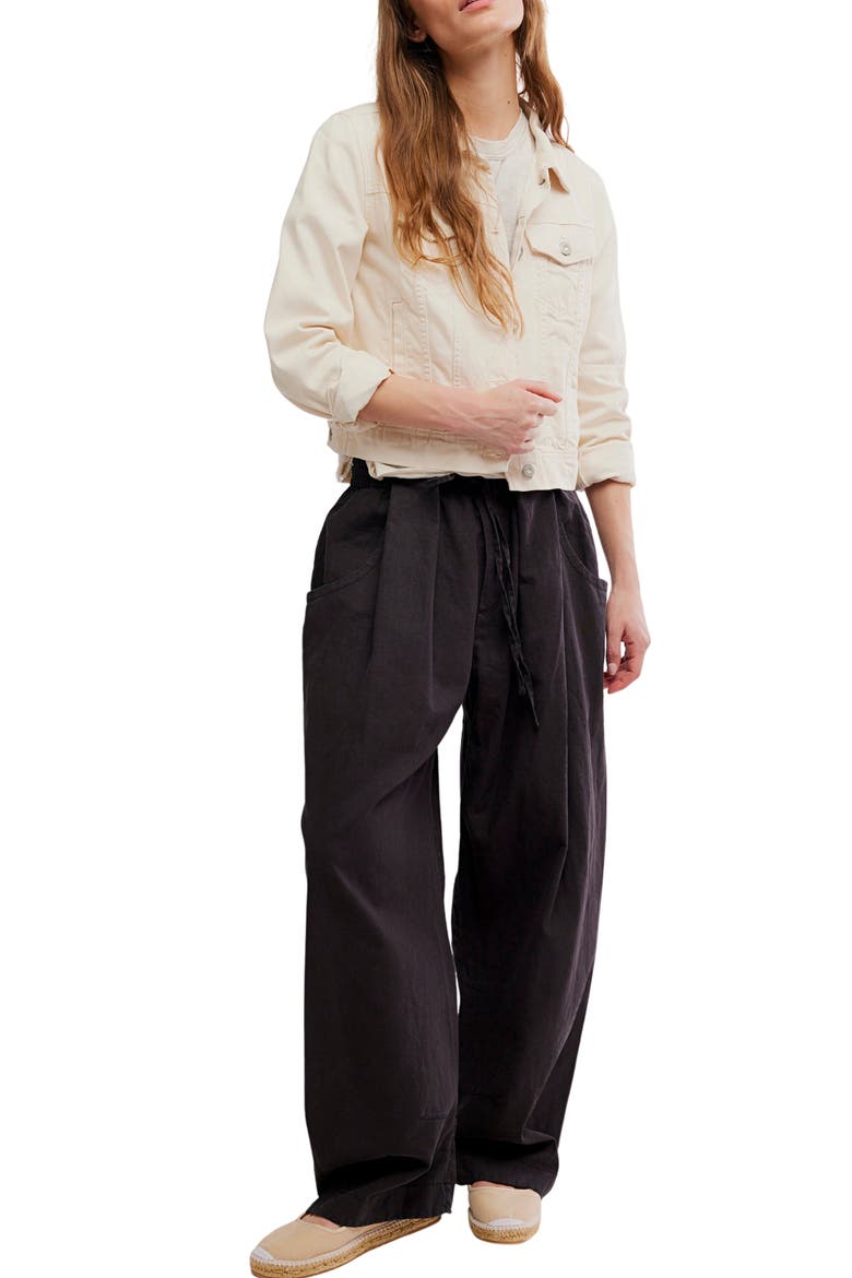 Chambers Drawstring Linen & Cotton Pants, Alternate, color, BLACK