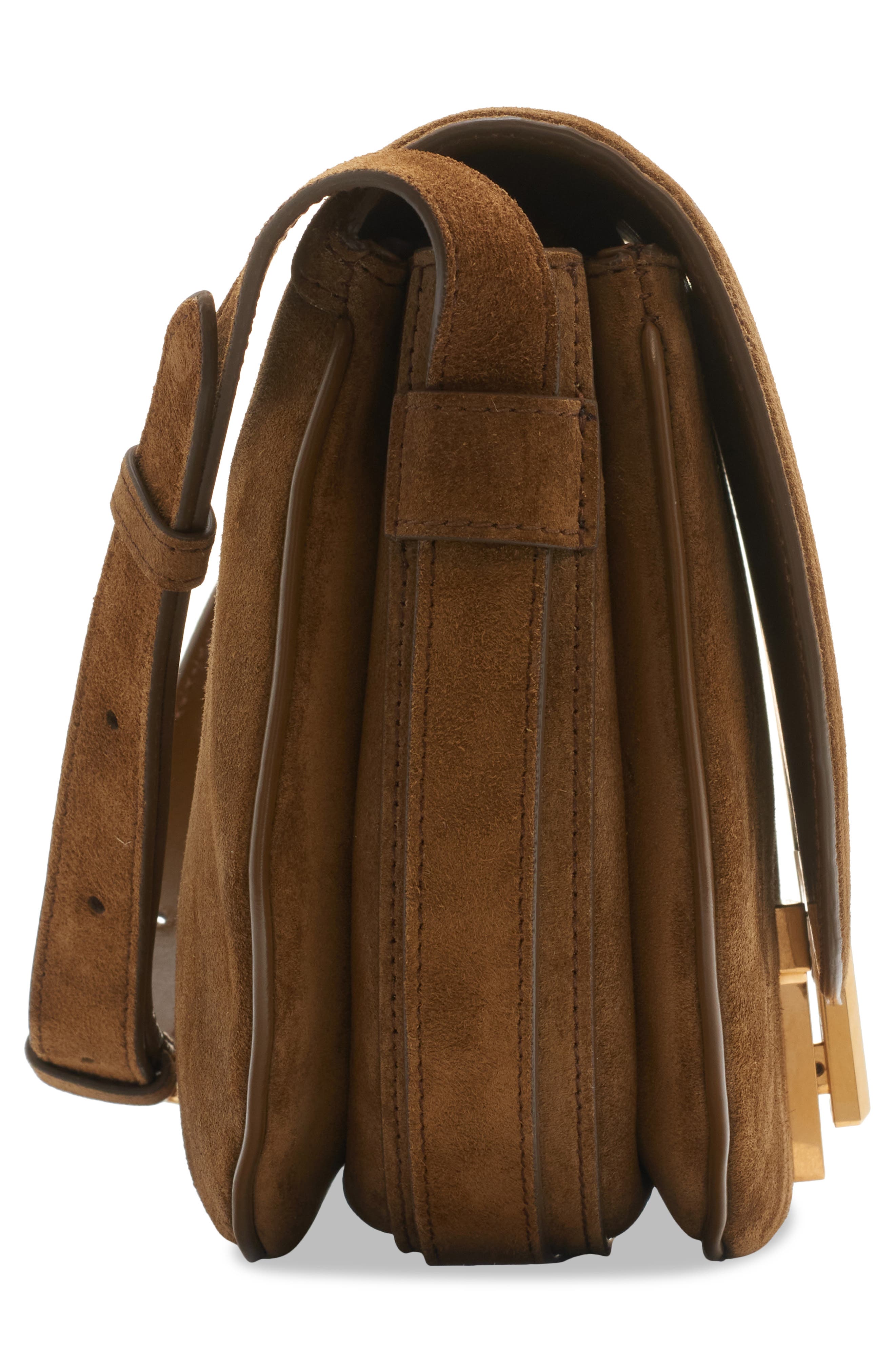 TOM FORD Wallis Suede Saddle Crossbody Bag, Alternate, color, 