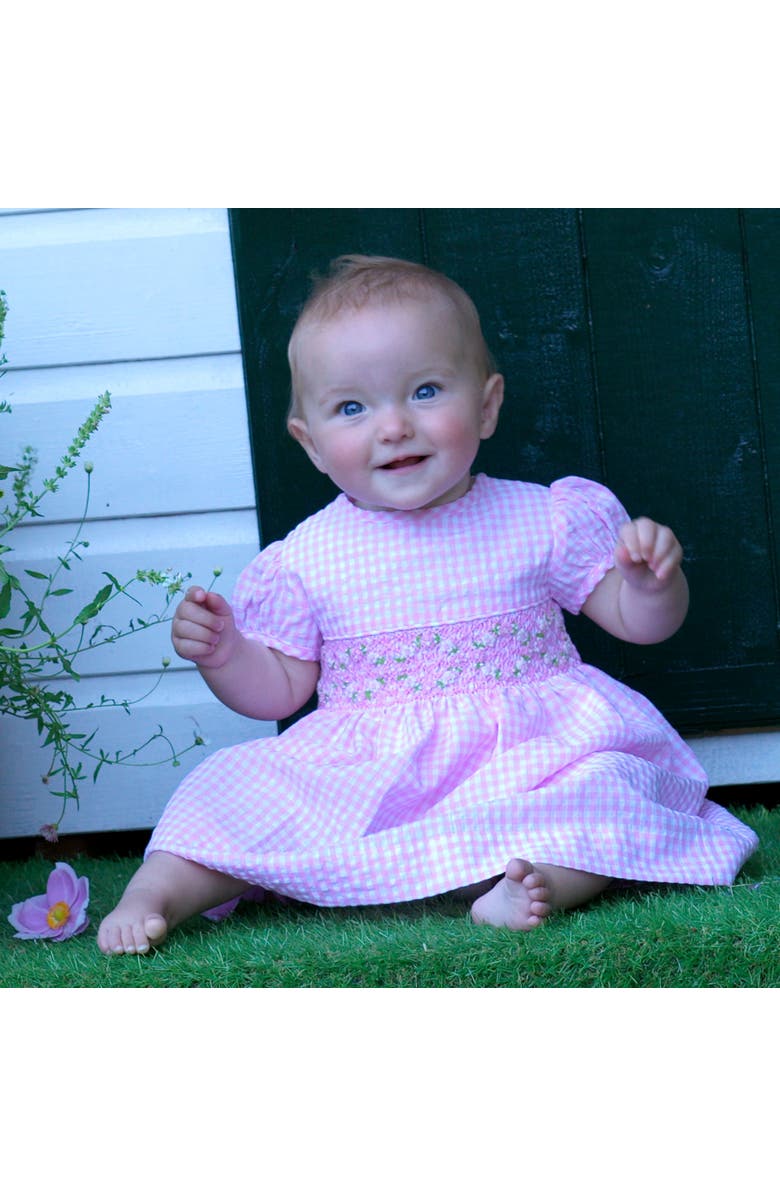 Rachel Riley Gingham Smocked Dress & Bloomers, Alternate, color, 