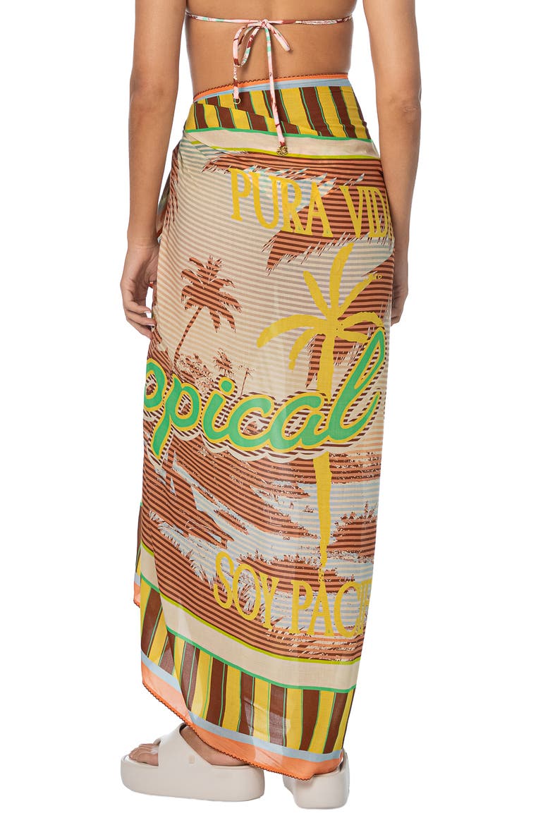 Tropical Escape Isla Pareo Cover-Up, Alternate, color, BROWN