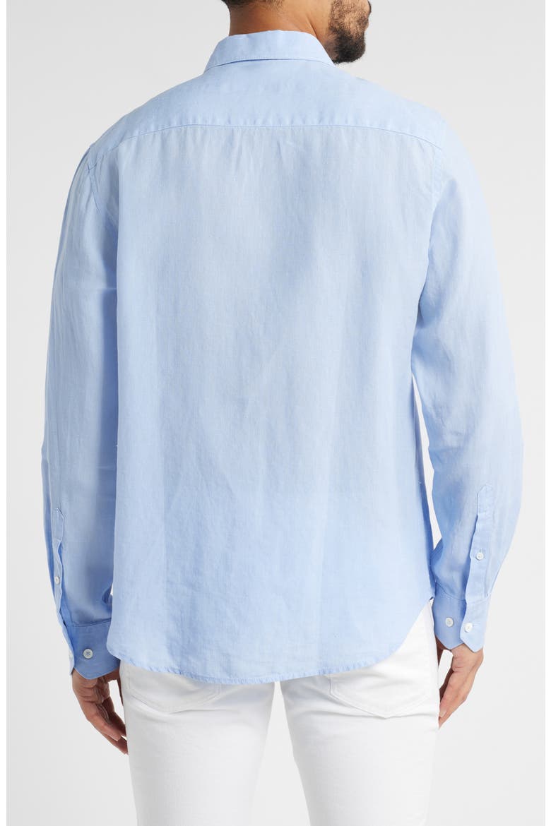 Axel Shaped Fit Linen Button-Up Shirt, Alternate, color, SKY