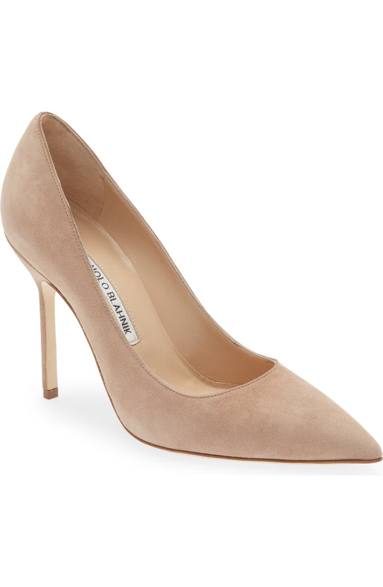 Manolo Blahnik BB Pointed Toe Pump, Main, color, Nude Suede