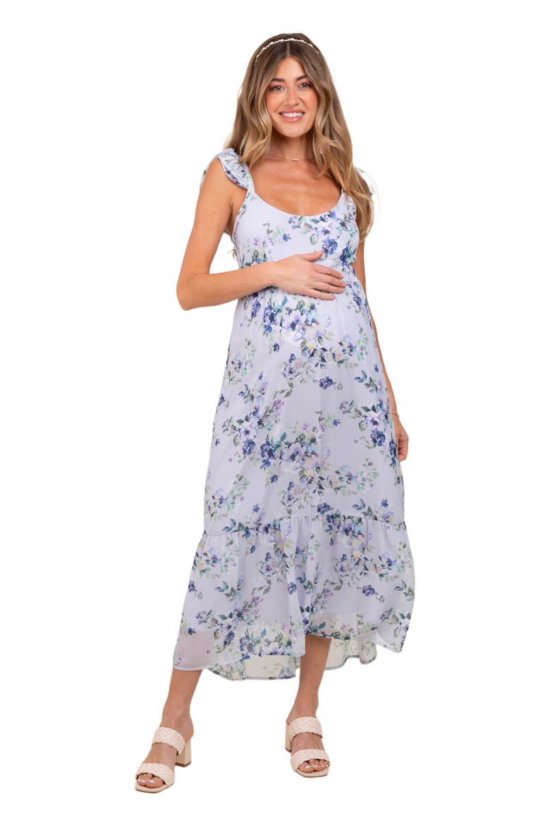 Floral Textured Open Back Tie Maxi Dress, Main, color, Lavender