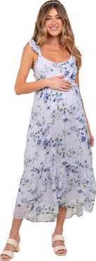 PinkBlush Floral Textured Open Back Tie Maxi Dress