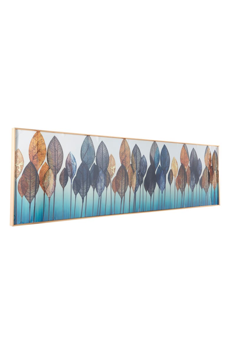 COSMO BY COSMOPOLITAN Leaf Canvas Framed Wall Art, Alternate, color, Blue