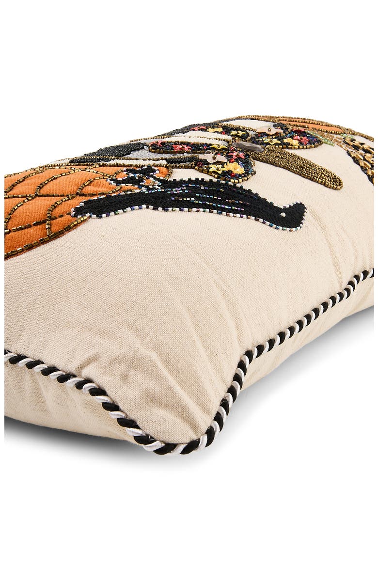 Pumpkin and Crow Lumbar Pillow, Alternate, color, ORANGE