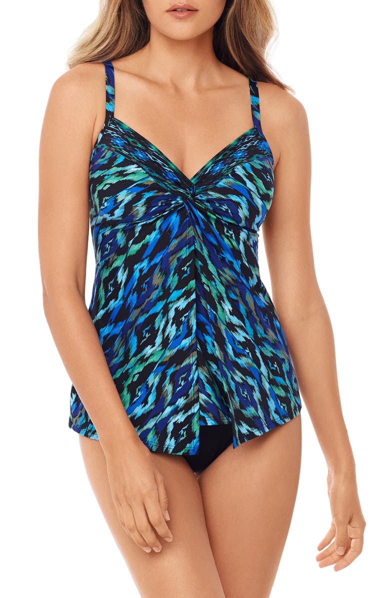 Miraclesuit<sup>®</sup> Jewels of the Nile Love Knot Underwire Tankini Top, Main, color, 
