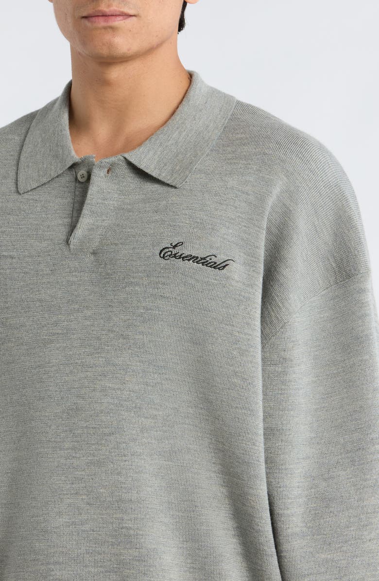 Fear of God Essentials Signature Wool Polo Sweater, Alternate, color, Concrete Heather