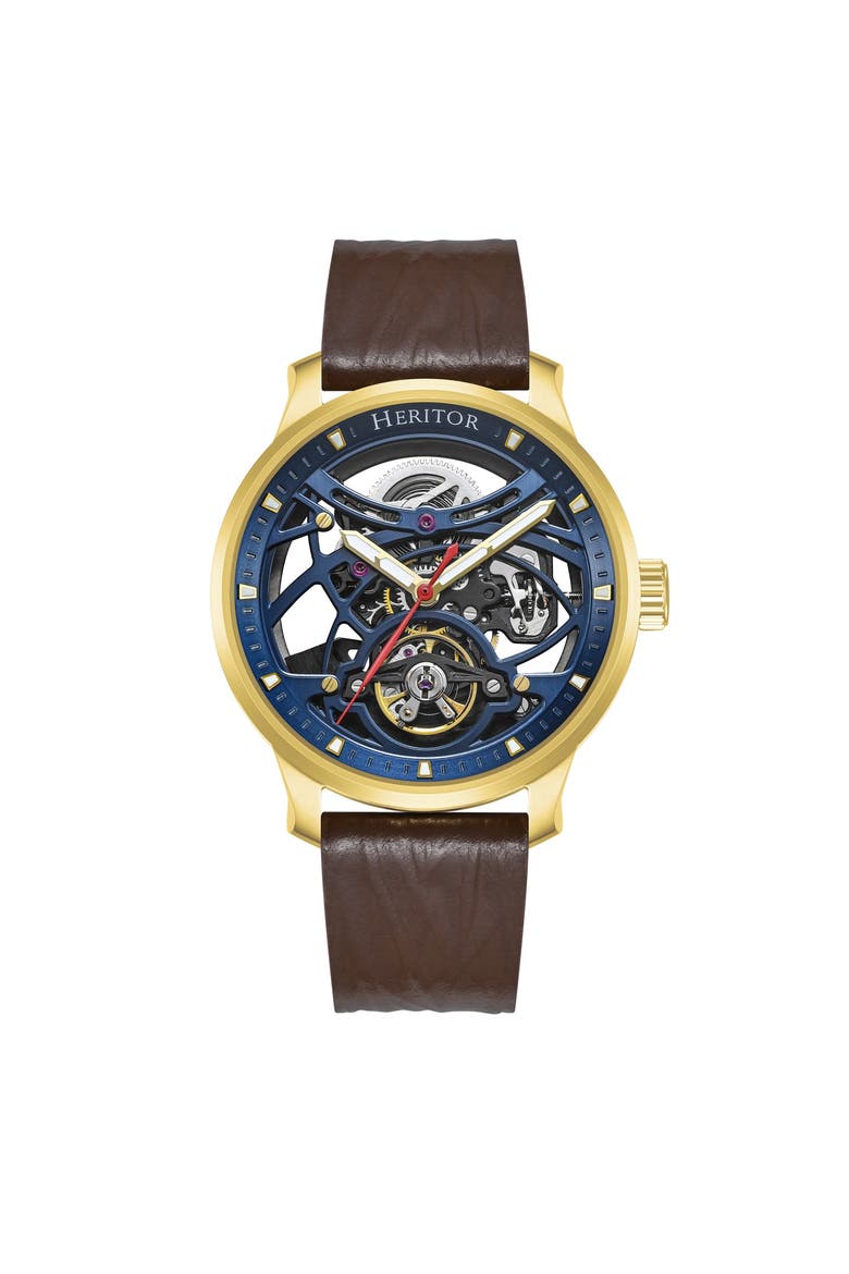 Marcell Skeleton Dial Automatic Watch, Main, color, Gold