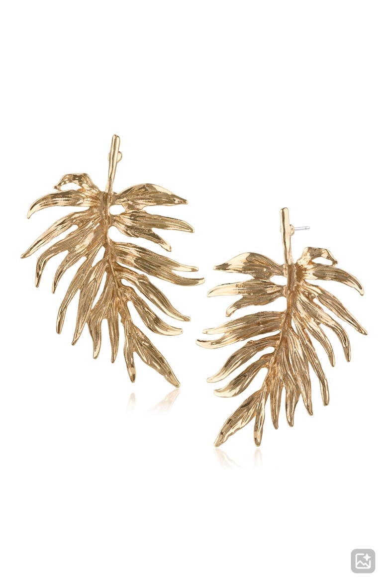Feather Statement Stud Earrings (Nordstrom Exclusive), Main, color, GOLD