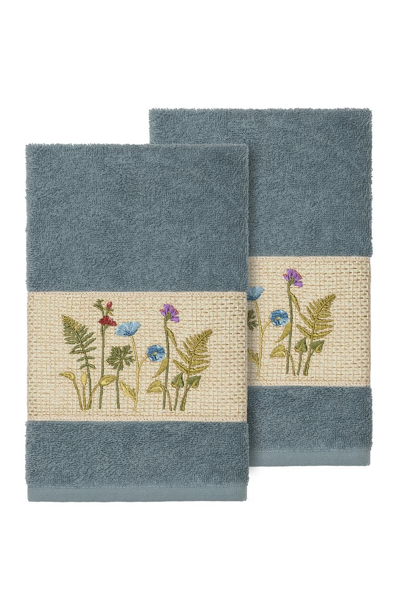 Linum Home Textiles Serenity Embellished Hand Towel - Set of 2 - Teal, Main, color, Teal