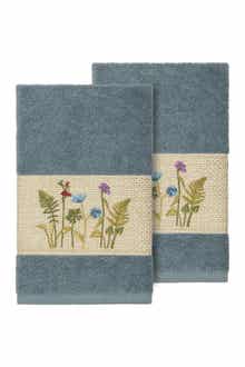 Serenity Embellished Hand Towel - Set of 2 - Teal