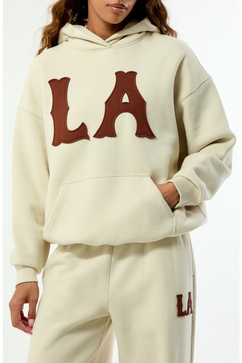 LA Relaxed Fit Cotton Blend Hoodie, Main, color, CREAM