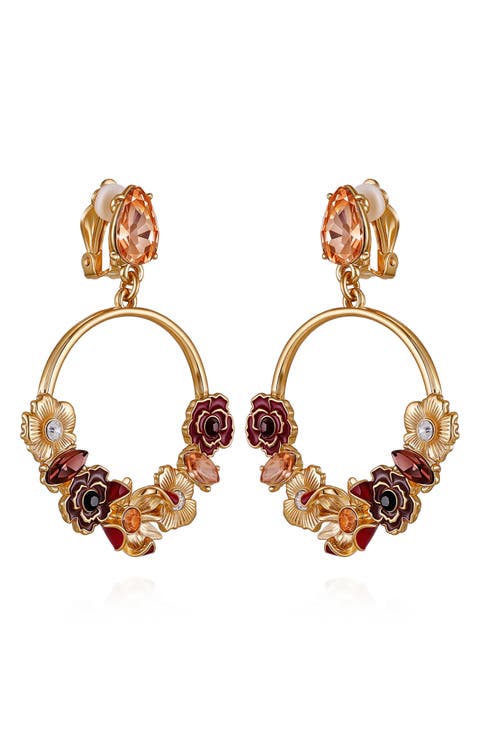 Floral Drop Clip-On Earrings