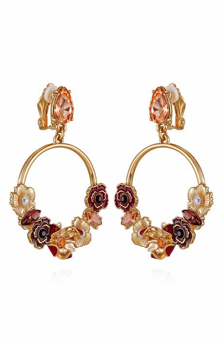 GUESS Floral Drop Clip-On Earrings