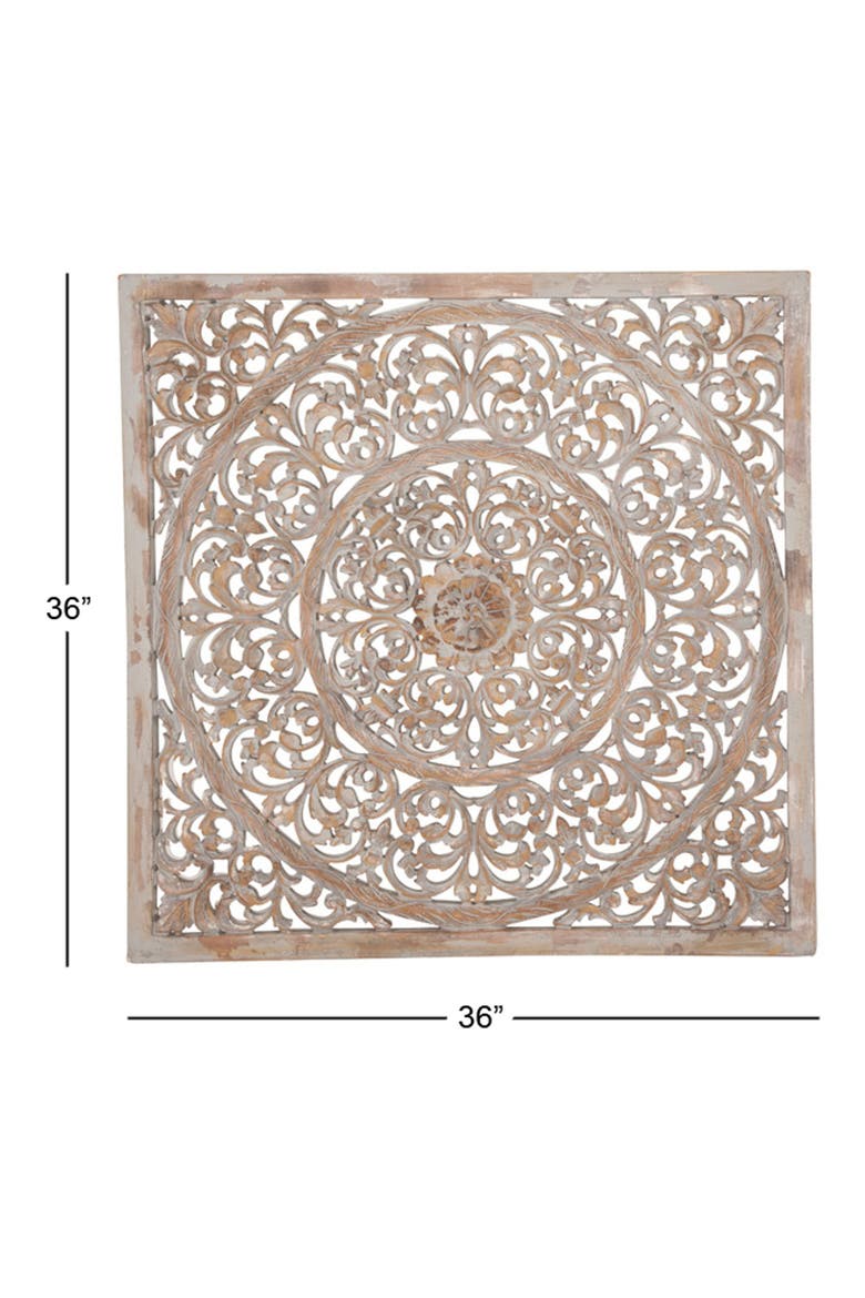 WILLOW ROW Brown Traditional Floral Wood Wall Decor, Alternate, color, BROWN