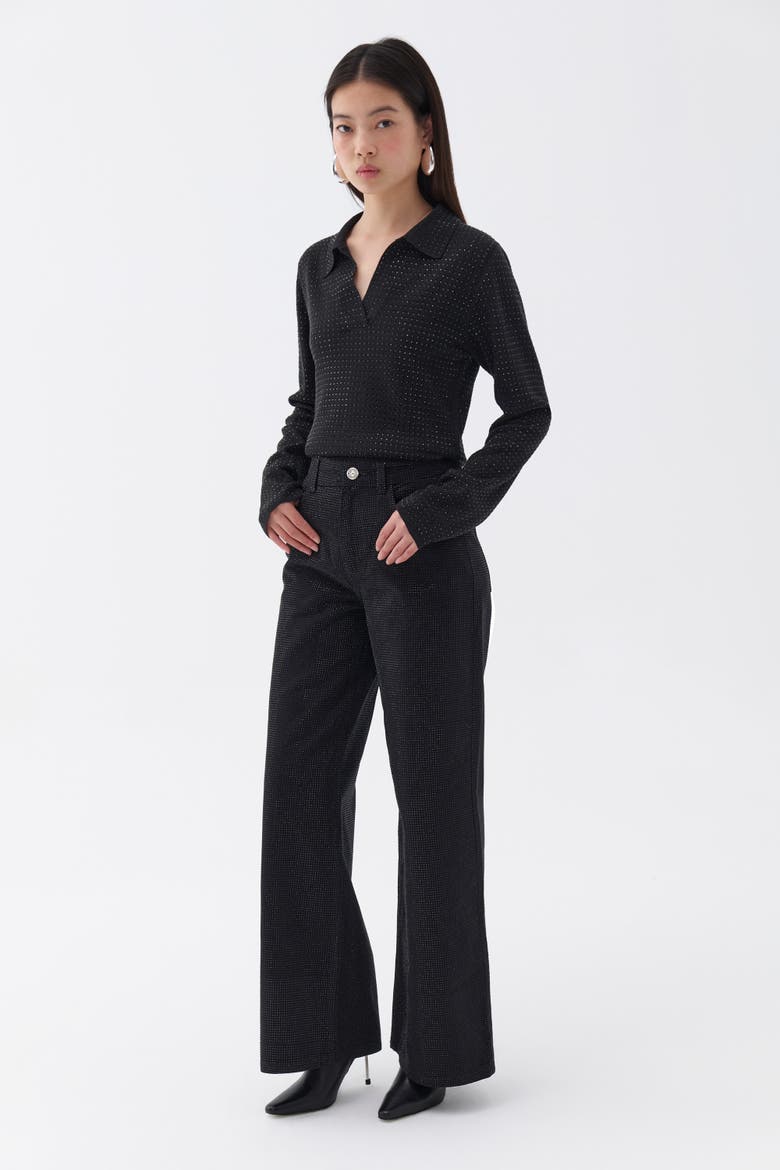 Stone Embroidered Jeans, Alternate, color, Black