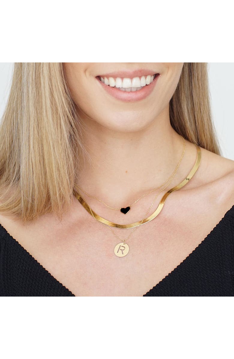 The Lovery Fine Jewelry Onyx Single Heart Necklace, Alternate, color, Onyx