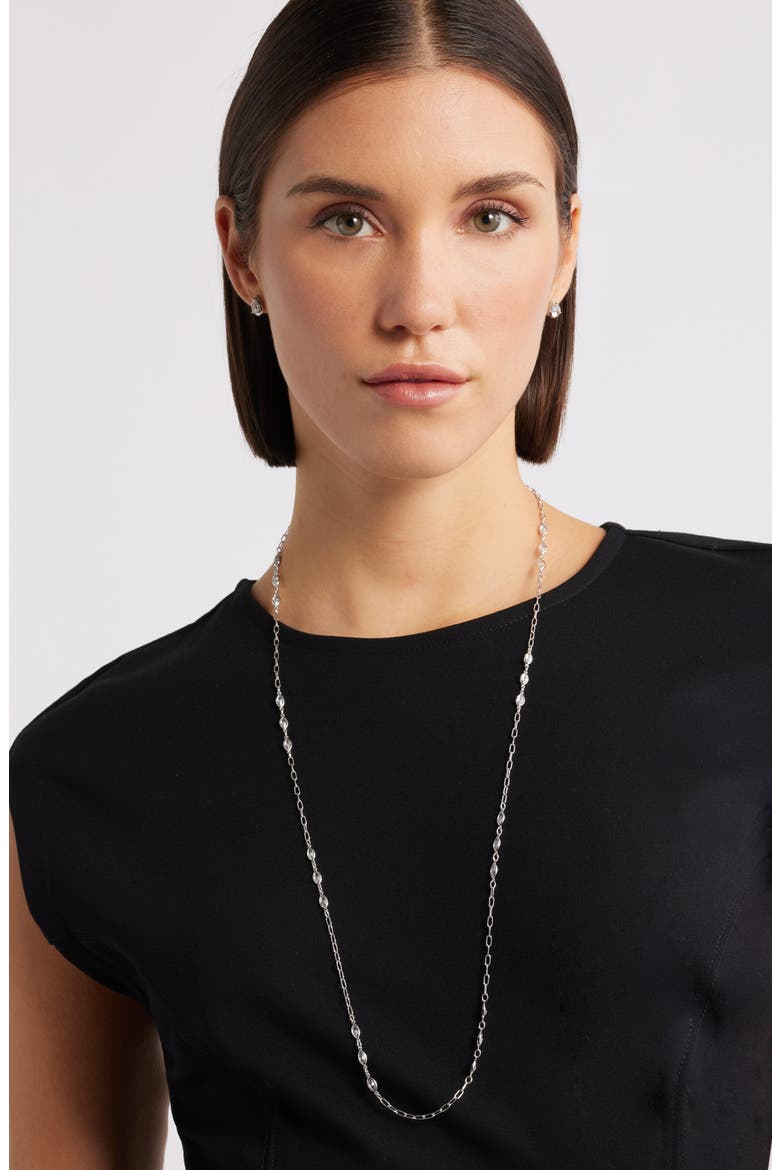 Cubic Zirconia Teardrop Earrings, Alternate, color, PLATINUM PLATED