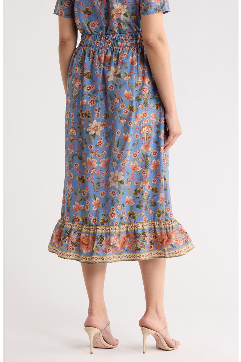 Ruffle Hem Cotton Poplin Skirt, Alternate, color, BLUE WILD FLOWER PRINT