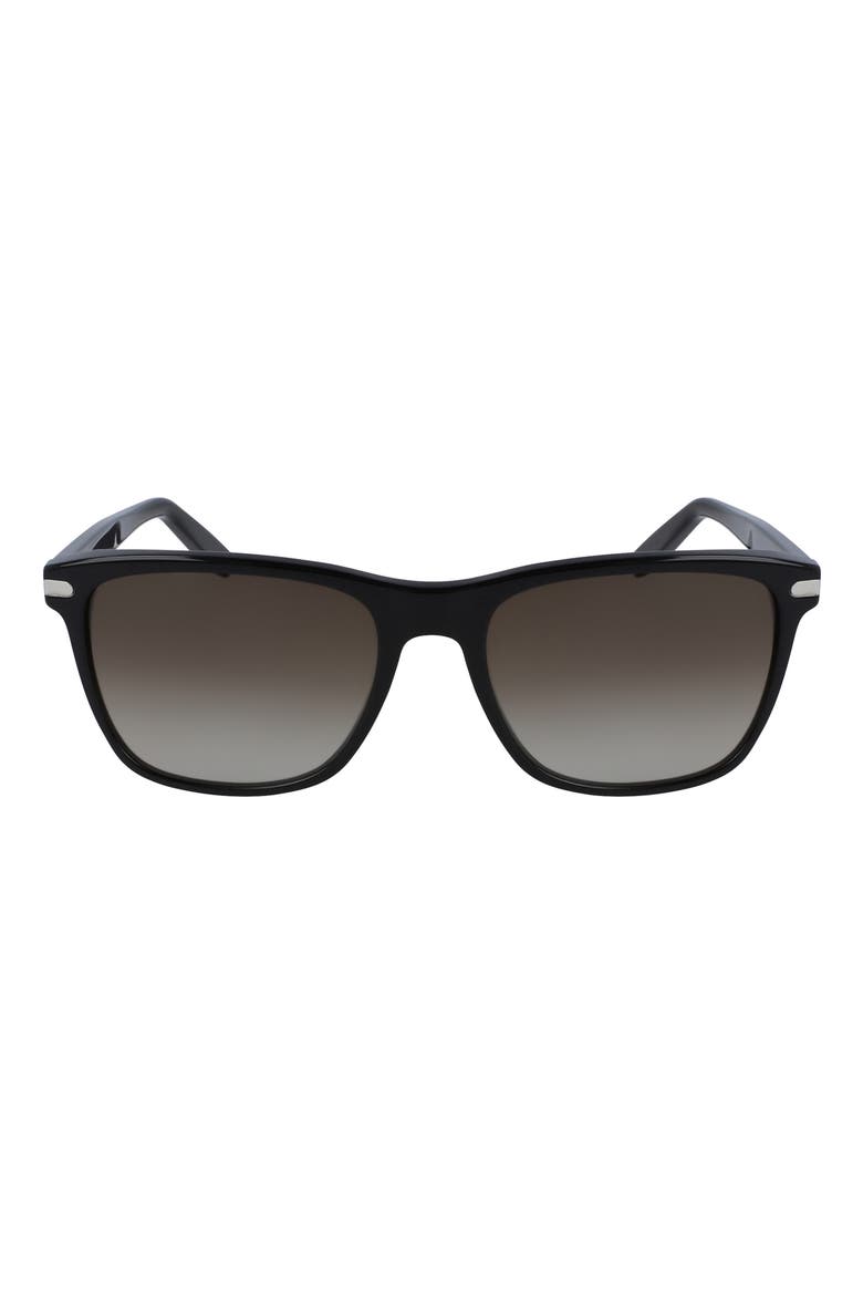 57mm Gradient Rectangle Sunglasses, Main, color, BLACK/ BROWN